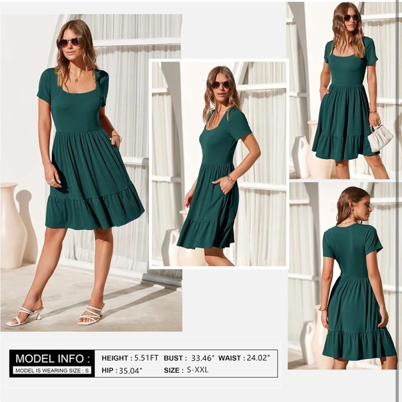 Chic Forest Green Midi Dress - Picture 3 of 6